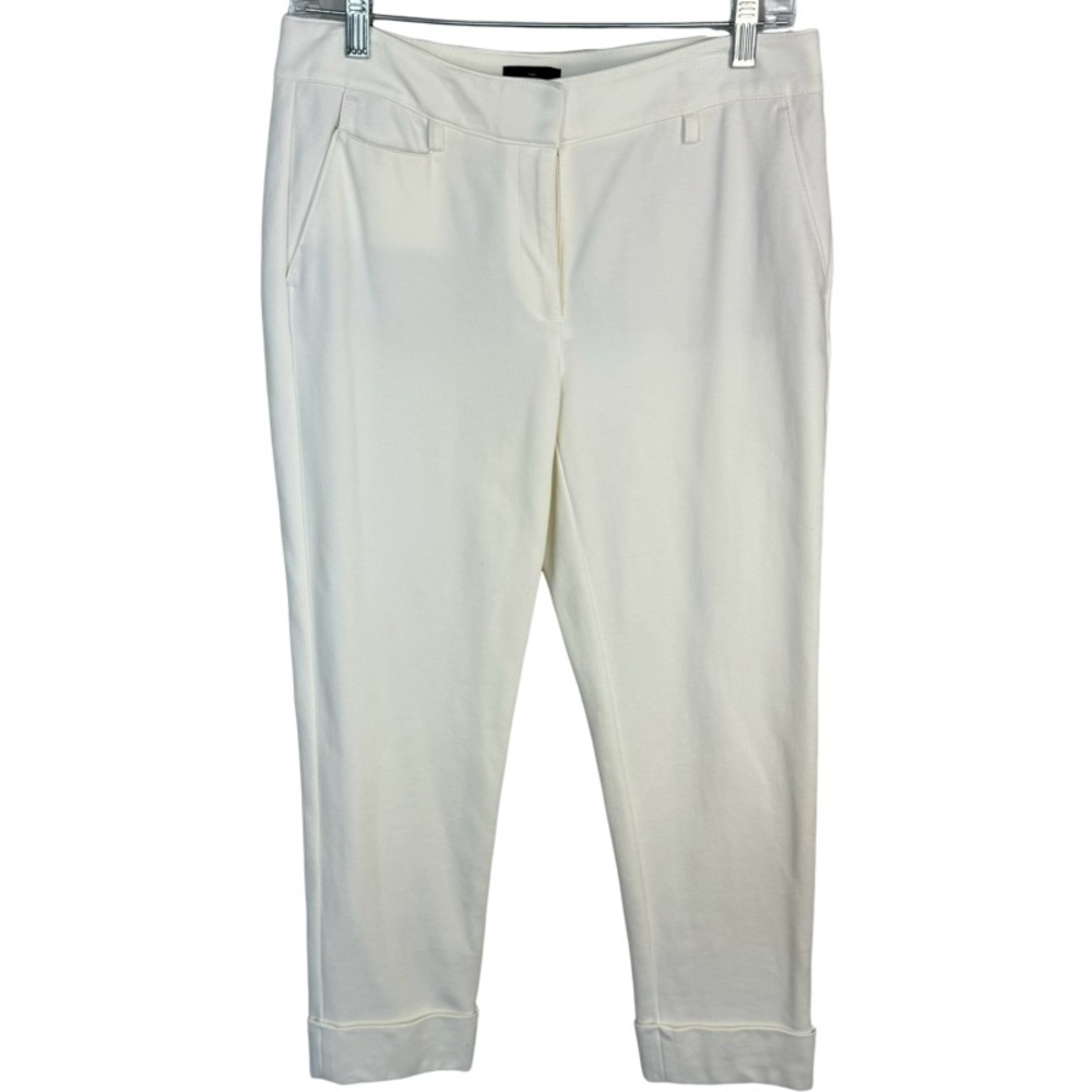 ✅White House Black Market white stretch The Girlfriend Pants with rolled hem 2